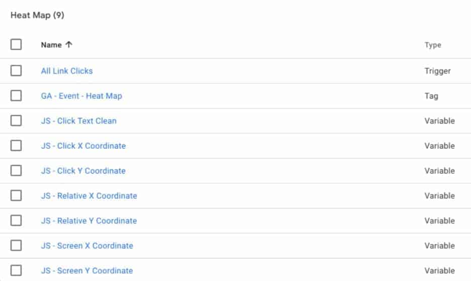 Heatmap - Google Tag Manager Events